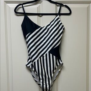 Summersalt Black and White Striped One Piece Swimsuit
